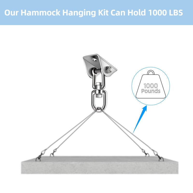 HOMPER Hammock Hanging Kit  1000 lb Capacity Heavy Duty 360 Rotate Swing Hooks for Chair  Yoga  Outdoor Patio Porch - Image 4